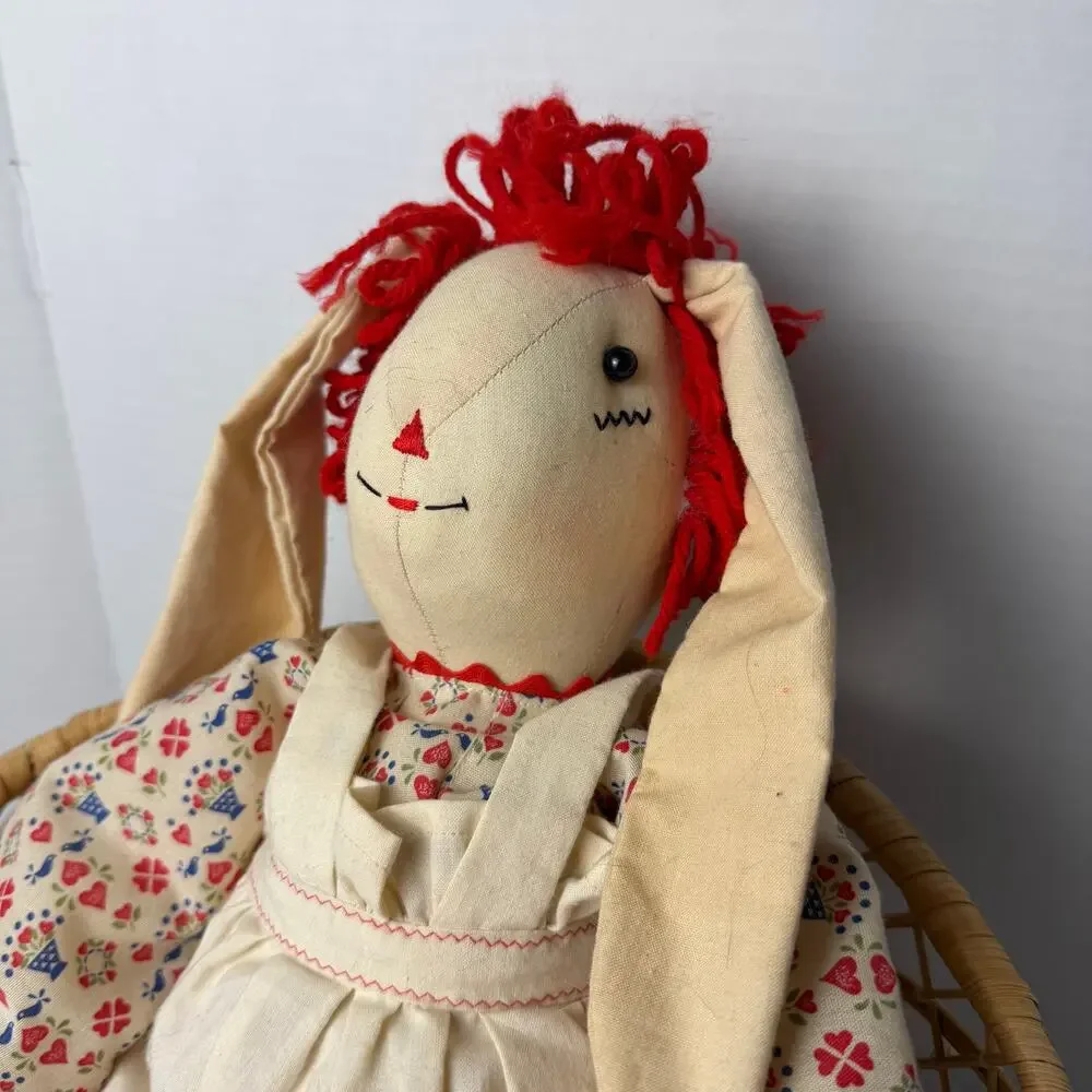 Handmade Raggedy Ann Bunny Rag Doll Calico American Folk‎ Art 21